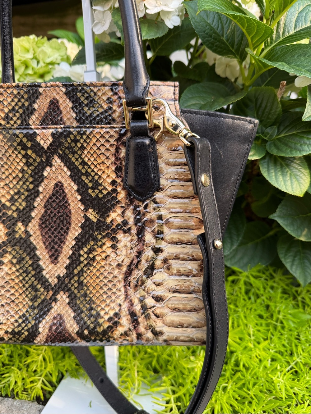 Brahmin Mini Priscilla Crossbody Satchel Python Travertine Ballington Melbourne - Picture 4 of 16